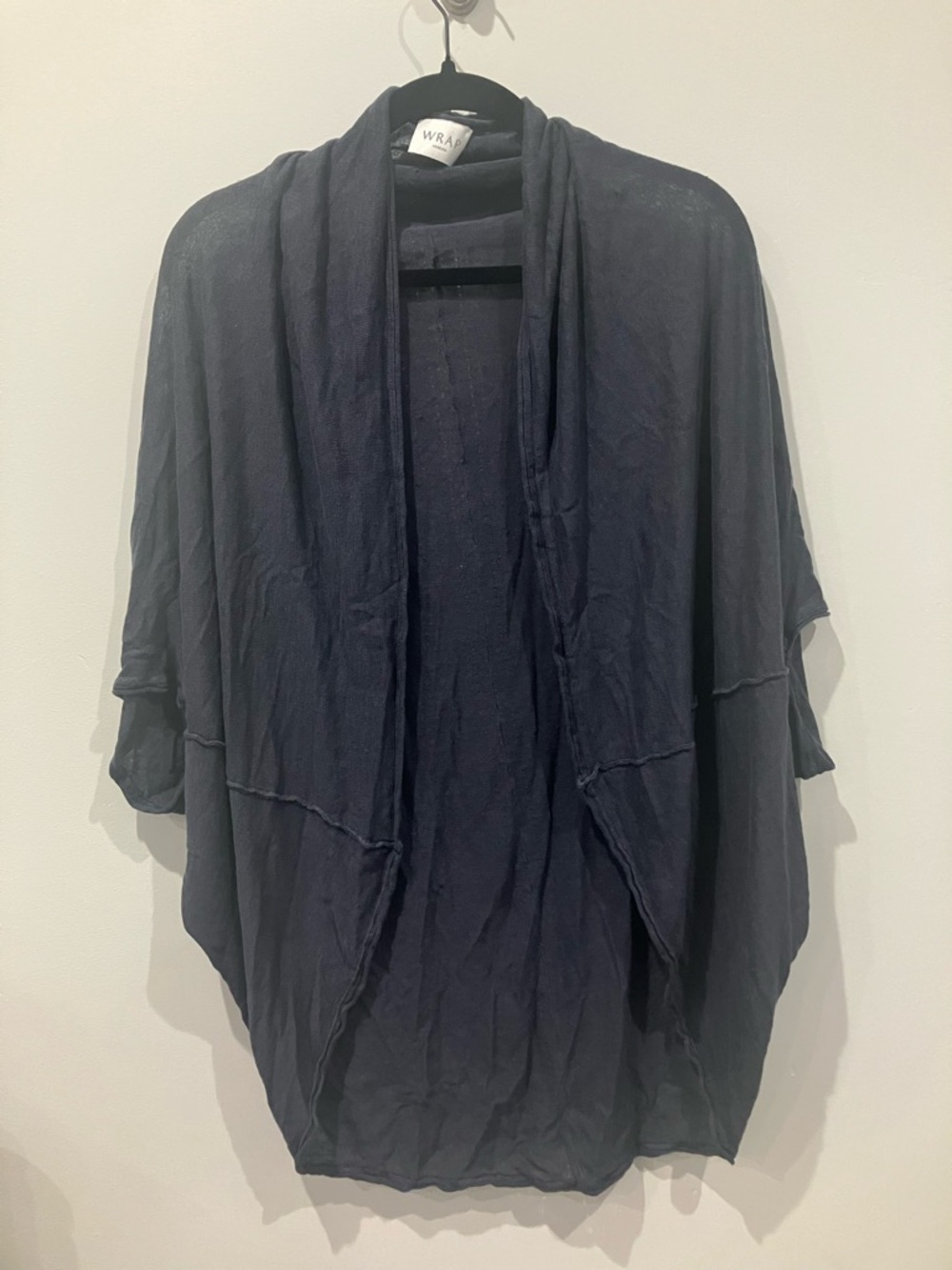 Wrap London Relaxed Open-Front Linen Cardigan in Charcoal